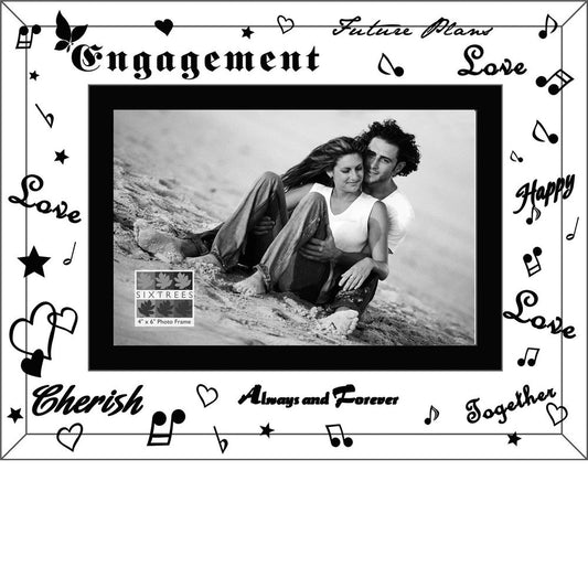 Sixtrees Moments Mirror 6x4 Photo Frame - Just Engaged Image 1