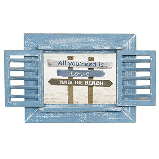 Varazze Slatted Blue Wooden 7x5 inch Photo Frame Overall Size 10x8 inches Image 1