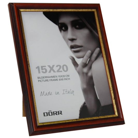 Dorr Tessin Mahogany and Gold Wood 8x6 Photo Frame | Made in Italy | Stand or Hang Image 1