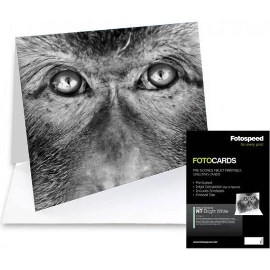 Fotospeed Natural Textured Bright White 315 - A5 Pre-Scored Cards and Envelopes - 20 Sheets