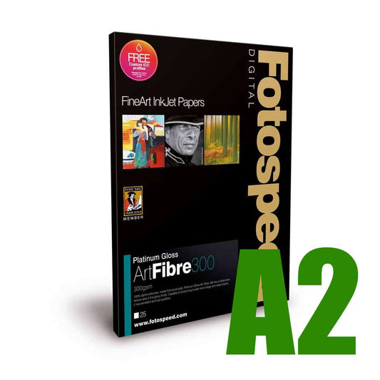 Fotospeed Platinum Gloss Art Fibre 300 Photo Paper - A2 - 25 Sheets Image 1