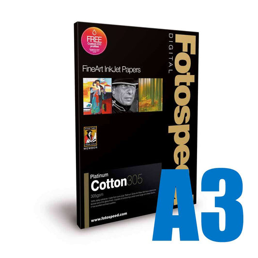 Fotospeed Platinum Cotton 305 Photo Paper - A3 - 25 Sheets Image 1