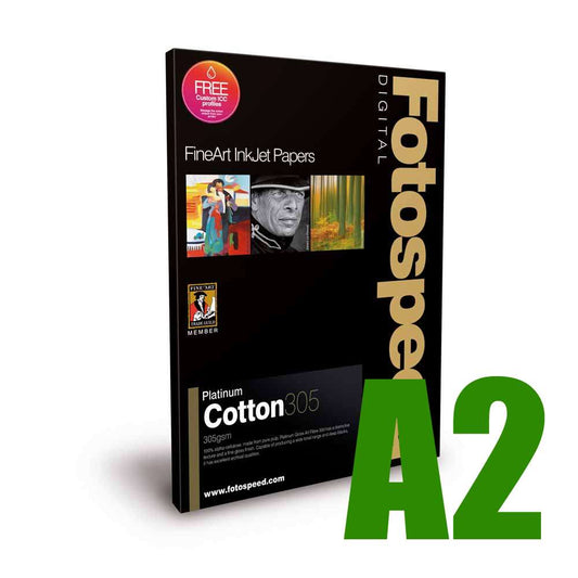 Fotospeed Platinum Cotton 305 Photo Paper - A2 - 25 Sheets Image 1