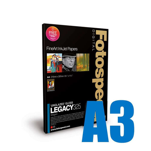 Fotospeed Legacy Gloss 325 Unglazed Gloss Photo Paper - A3 - 25 Sheets Image 1