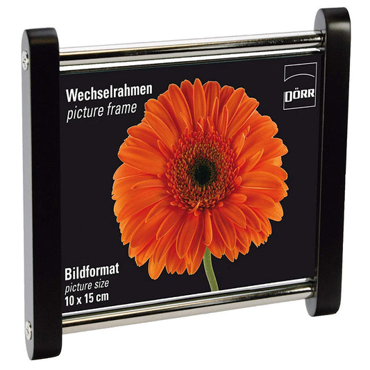 Silver Star 6x4 Bar Photo Frame - Black and Silver Image 1