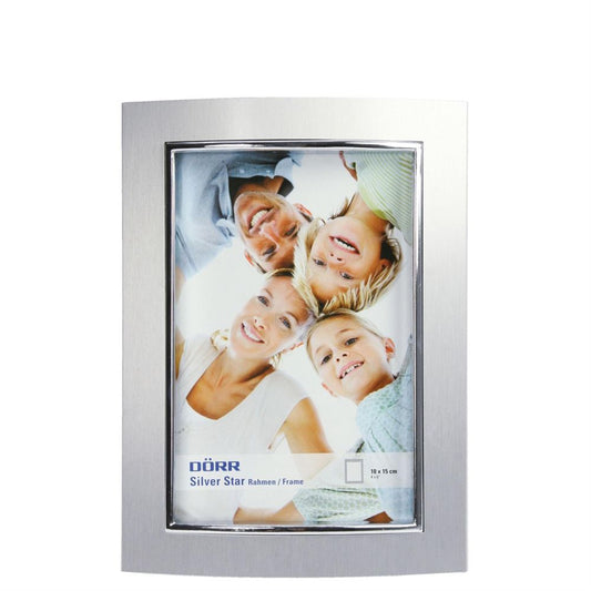 Curved Photo Frame | 6x4 inch | Matt Silver Finish | Stands Image 1