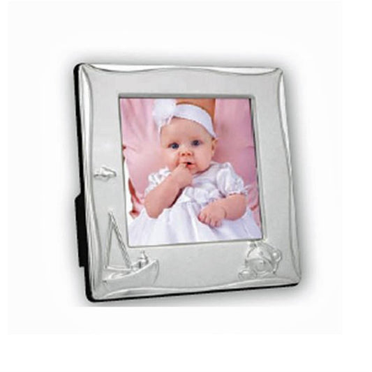 Cornice Baby Silver Plated 3.5x3.5 Photo Frame - Boat Image 1
