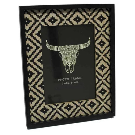 Wooden Aztec Diamond Photo Frame 6x4 - Black Image 1