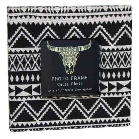 Aztec Material 4x4 Photo Frame - Black/White Image 1
