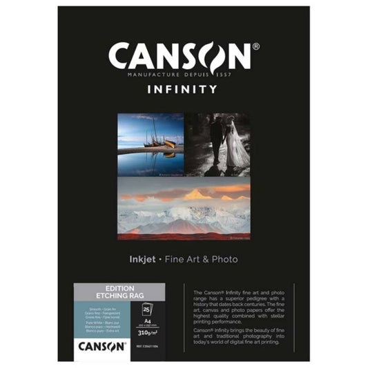 Canson Infinity Edition Etching Rag 310gsm Photo Paper - Acid Free - 100% Cotton A4 - 25 Sheets Image 1