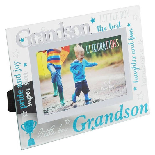 Grandson 3D Word Glass & Mirror 6x4 Photo Frame Image 1