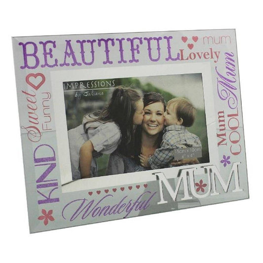 Mum 3D Word Glass & Mirror 6x4 Photo Frame Image 1