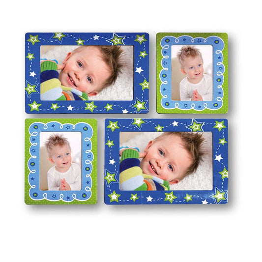 Sticky Photo Frame for 4 Photos - Blue Stars Image 1