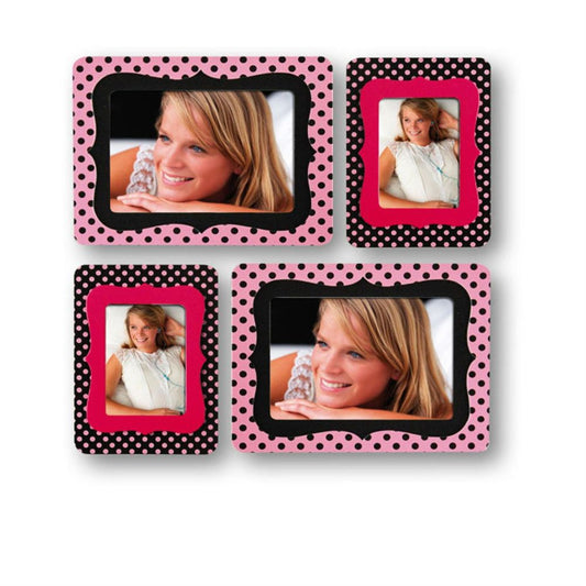 Sticky Photo Frame for 4 Photos - Pink and Black Image 1