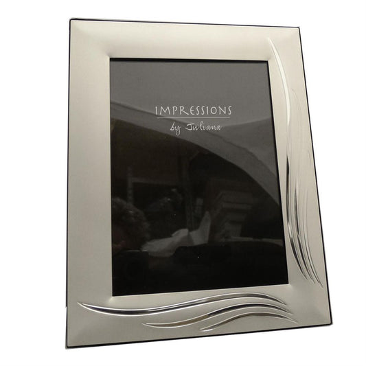 Silver Photo Frame - 7x5 Inch - Grass Blade Design - Hang/Stand Image 1