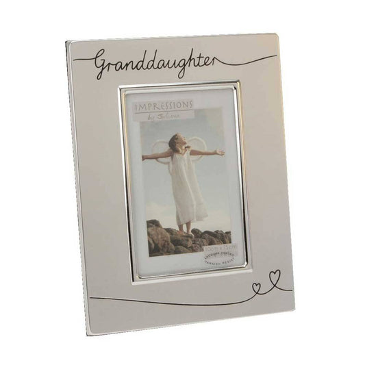 Silver Plated Satin 6x4 Inch Granddaughter Photo Frame Image 1