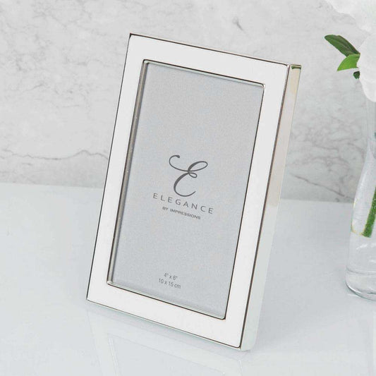 Elegance Silverplated Epoxy Photo Frame Collection - 4x6inch White Image 1