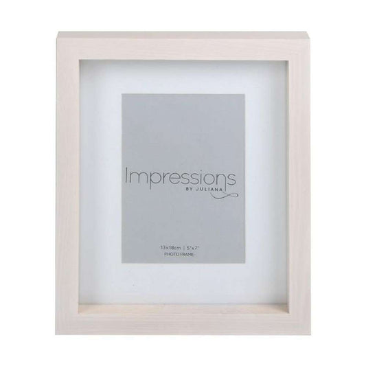 Impressions Wooden Washed White 7x5 Inch Photo Frame Image 1