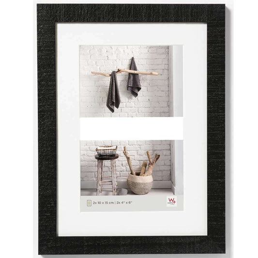 Walther Home Wooden Picture Frame - 12.5x9 inch (Insert for 2x 6x4 inch) Black Image 1