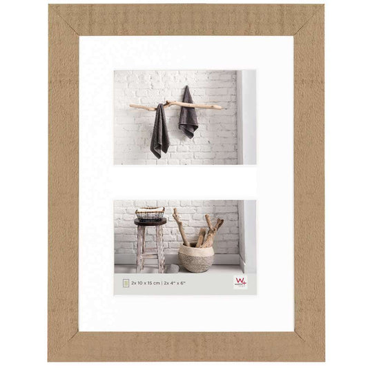 Walther Home Wooden Picture Frame - 12.5x9 inch (Insert for 2x 6x4 inch) Beige Brown Image 1
