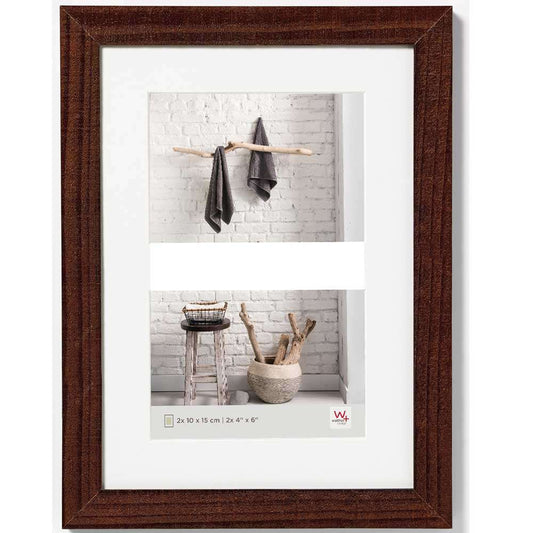 Walther Home Wooden Picture Frame - 12.5x9 inch (Insert for 2x 6x4 inch) Walnut Image 1