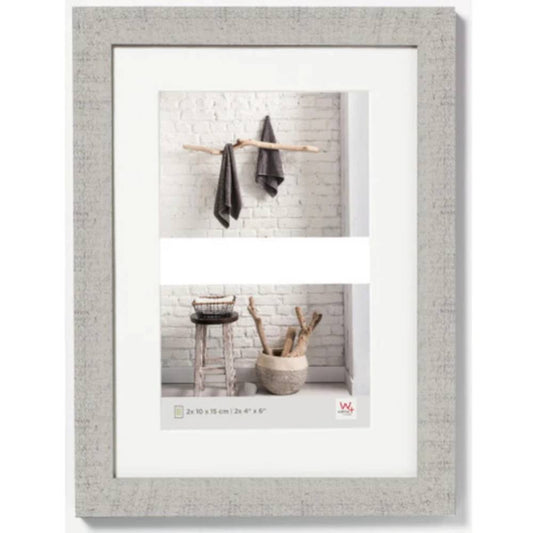 Walther Home Wooden Picture Frame - 12.5x9 inch (Insert for 2x 6x4 inch) Light Grey Image 1