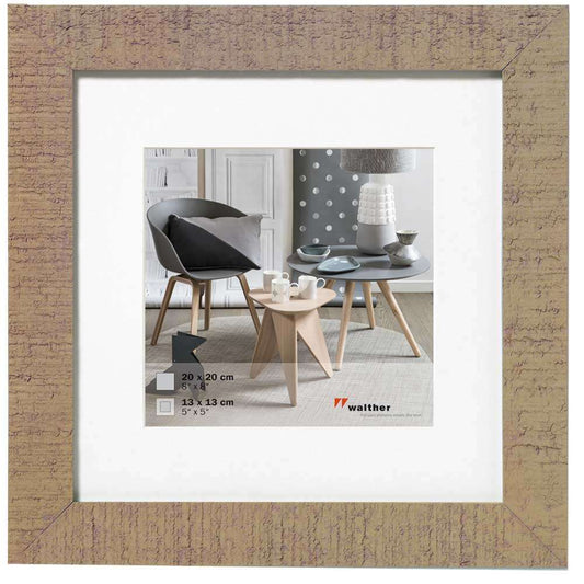 Walther Home Wooden Picture Frame - 8x8 inch - (Insert 5x5 inch) Beige Brown Image 1