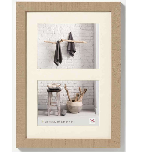 Walther Home Wooden Picture Frame - 16x11 inch - (Insert for 2x 8x6) Beige Brown Image 1