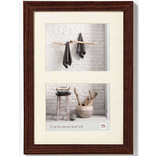 Walther Home Wooden Picture Frame - 16x11 inch - (Insert for 2x 8x6) Walnut Image 1