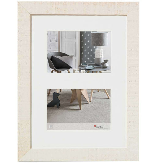 Walther Home Wooden Picture Frame - 16x11 inch - (Insert for 2x 8x6) Cream White Image 1