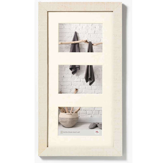 Walther Home Wooden Picture Frame - 18x9 inch - (Insert for 3x 6x4 inch) Cream White Image 1