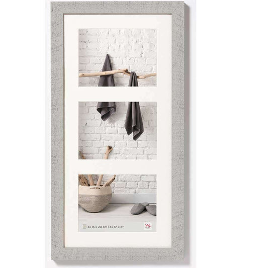 Walther Home Wooden Picture Frame - 23x11 inch - (Insert for 3x 8x6 inch) Light Grey Image 1