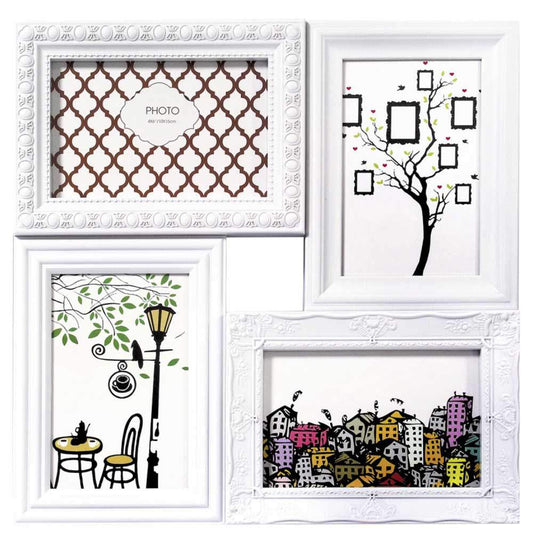 White Multi Picture Photo Frame Overall Size Approx 13" Square Image 1