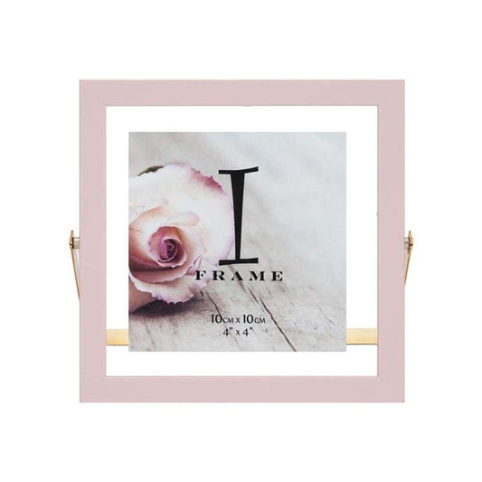 Light Pink and Gold 4x4 Inch Photo Frame on Stand Image 1