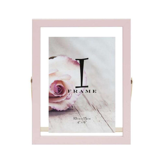 Light Pink and Gold 6x4 Inch Photo Frame on Stand Image 1