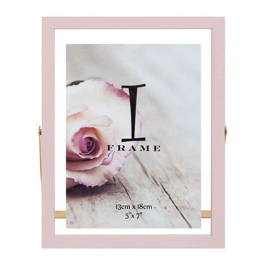 Light Pink and Gold 7x5 Inch Photo Frame on Stand Image 1