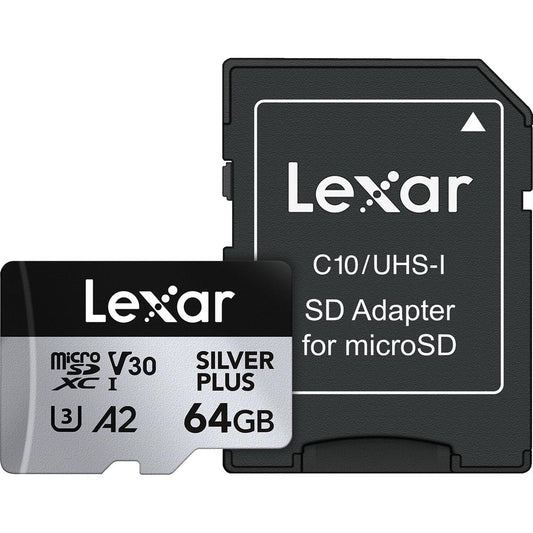 Lexar MicroSDXC 64GB Silver Plus UHS-I Memory Card Image 1