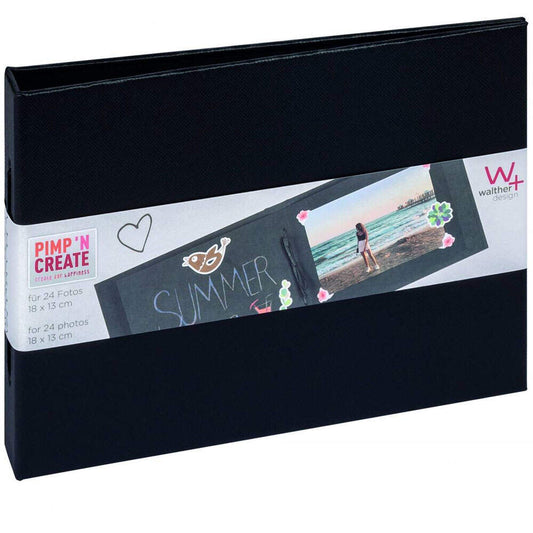 Walther Pimp and Create Scrapbook Horizontal Photo Album | 24 Photos | Black Image 1
