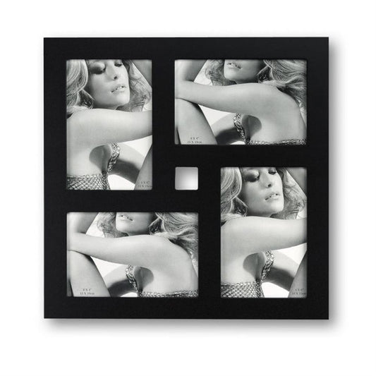 Square Multi Aperture Photo Frame | Four 10 x 15 cm Photos | Hangs | Black Image 1