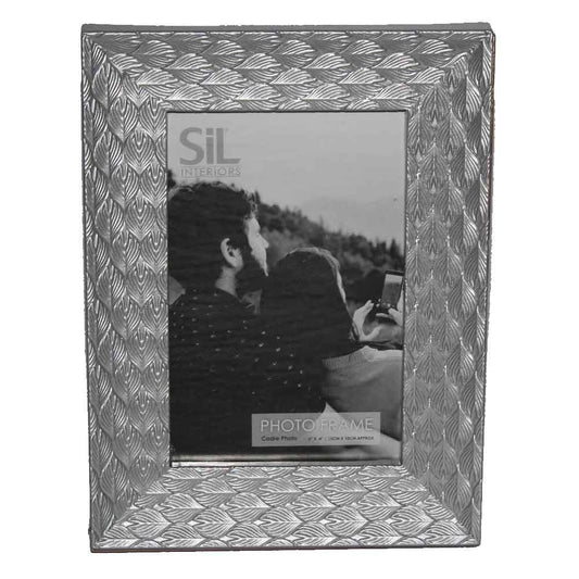 Sifcon Leaf Effect Silver 6x4 Photo Frame Image 1