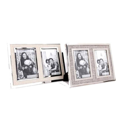 Sifcon Fabric Double 6x4 Photo Frame - Cream Image 1