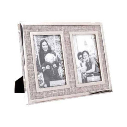 Sifcon Fabric Double 6x4 Photo Frame - Grey Image 1
