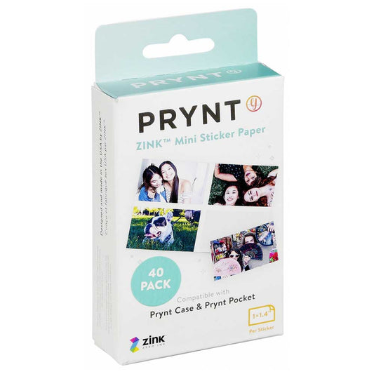 Prynt ZINK Mini Sticker Paper for iPhone Printer Prynt Case and Prynt Pocket 1x1.4" - 40 Pack Image 1