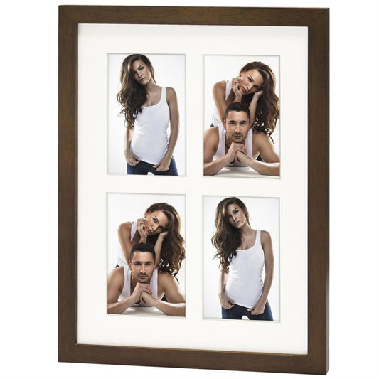 Ponza 4Q Multi Aperture Wood Photo Frame for 4 6x4 Photos Image 1