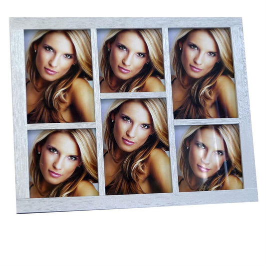 Quebec 6Q Silver Wood Multi Aperture Photo Frame Image 1