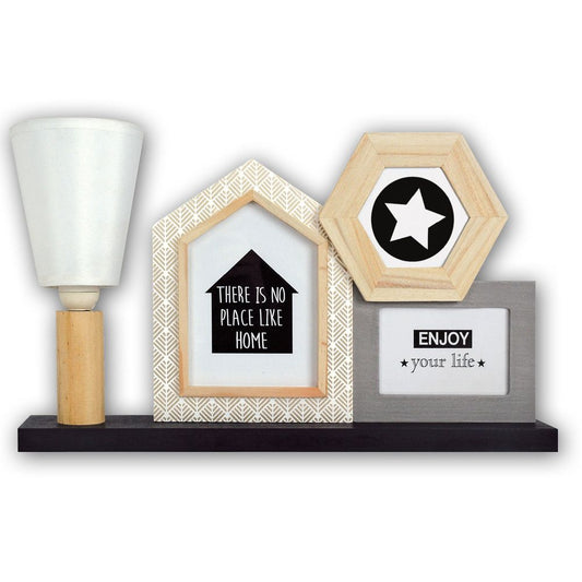Babylone Wood Multi Aperture Photo Frame with Lamp Image 1