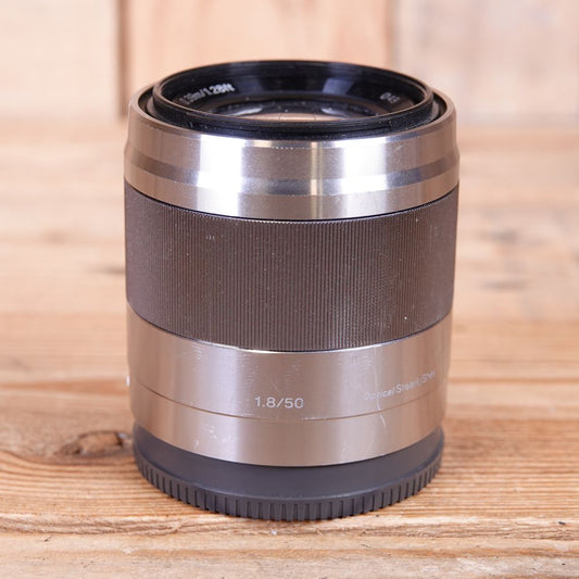 Used Sony E Mount 50mm F1.8 OSS Silver Lens Image 1