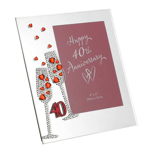 Diamante Ruby 40th Wedding Anniversary Glass Photo Frame 6x4 Image 1
