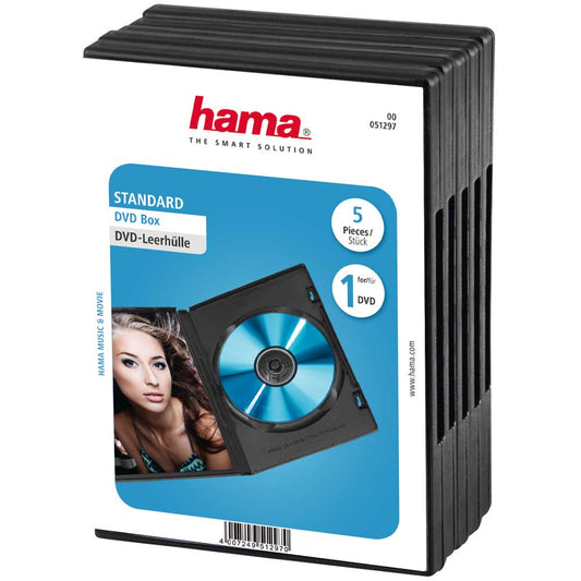 Hama Standard DVD Jewel Case Pack of 5 Black