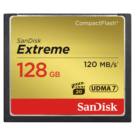 SanDisk CF Extreme 128GB Memory Card 120MB/s read speed, 85MB/s write speed Image 1